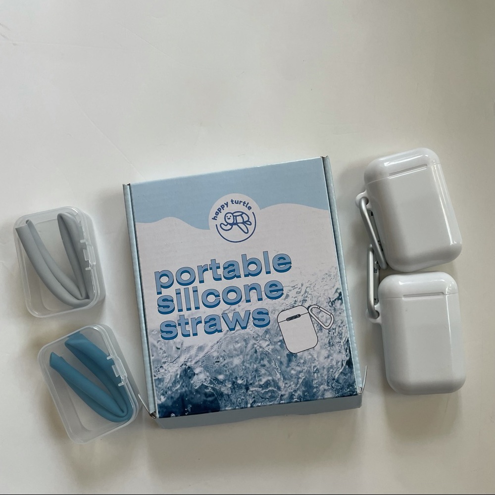 Happy Turtle Portable Silicone Straw Set